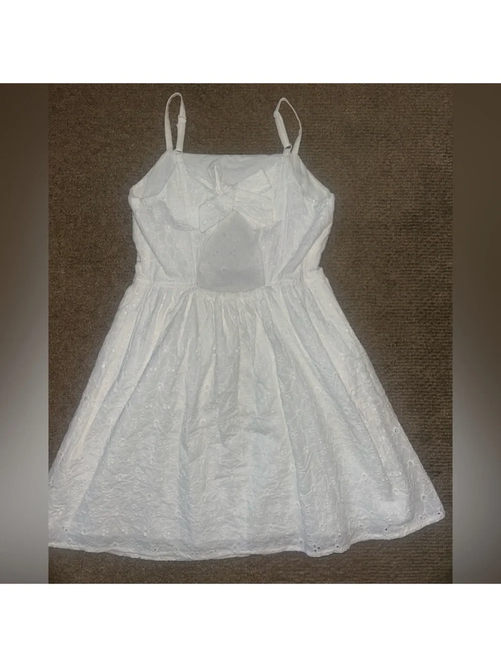 art class White Eyelet Spaghetti-Strap Sundress for Kids